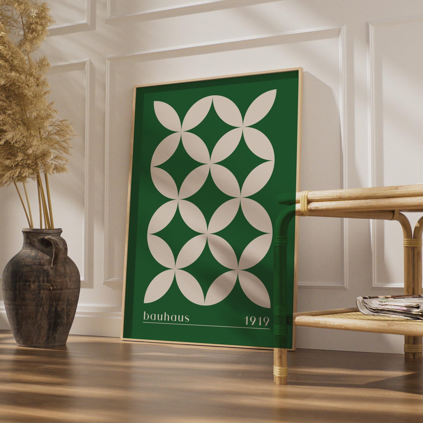 Bauhaus Geometric Print, Minimalist Green Wall Art (1919 Design) wall art print