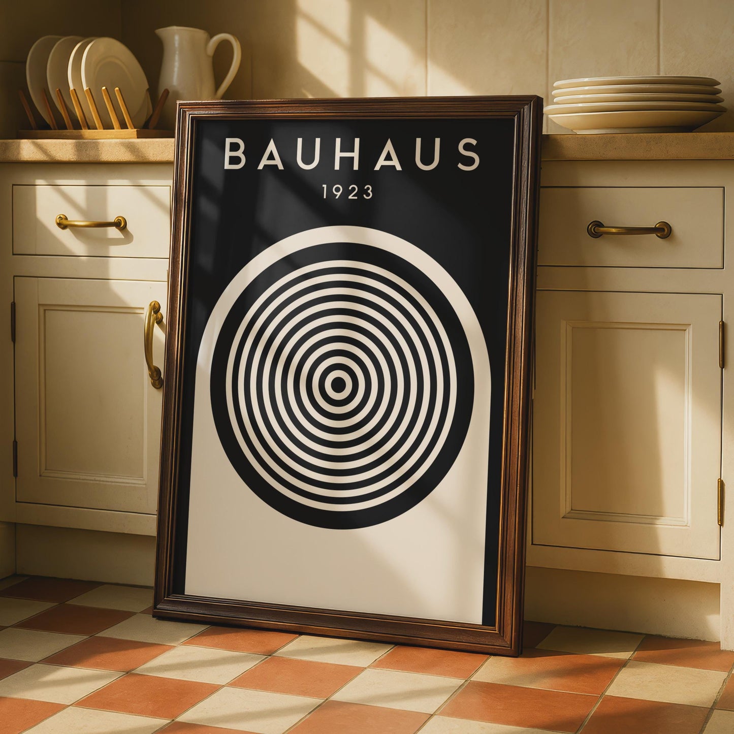 Bauhaus 1923 Art Print, Minimalist Circle Design Poster, Modern Wall Decor, Scandinavian Style wall art print