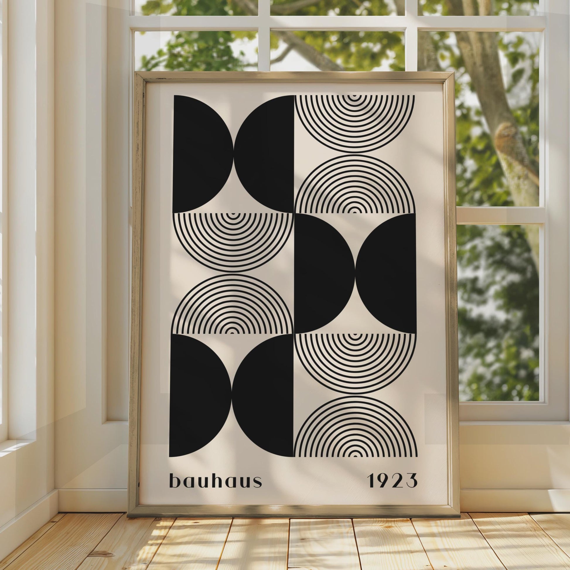 Bauhaus Poster Art, Geometric Black and White Design, Minimalist Wall Decor, 1923 wall art print