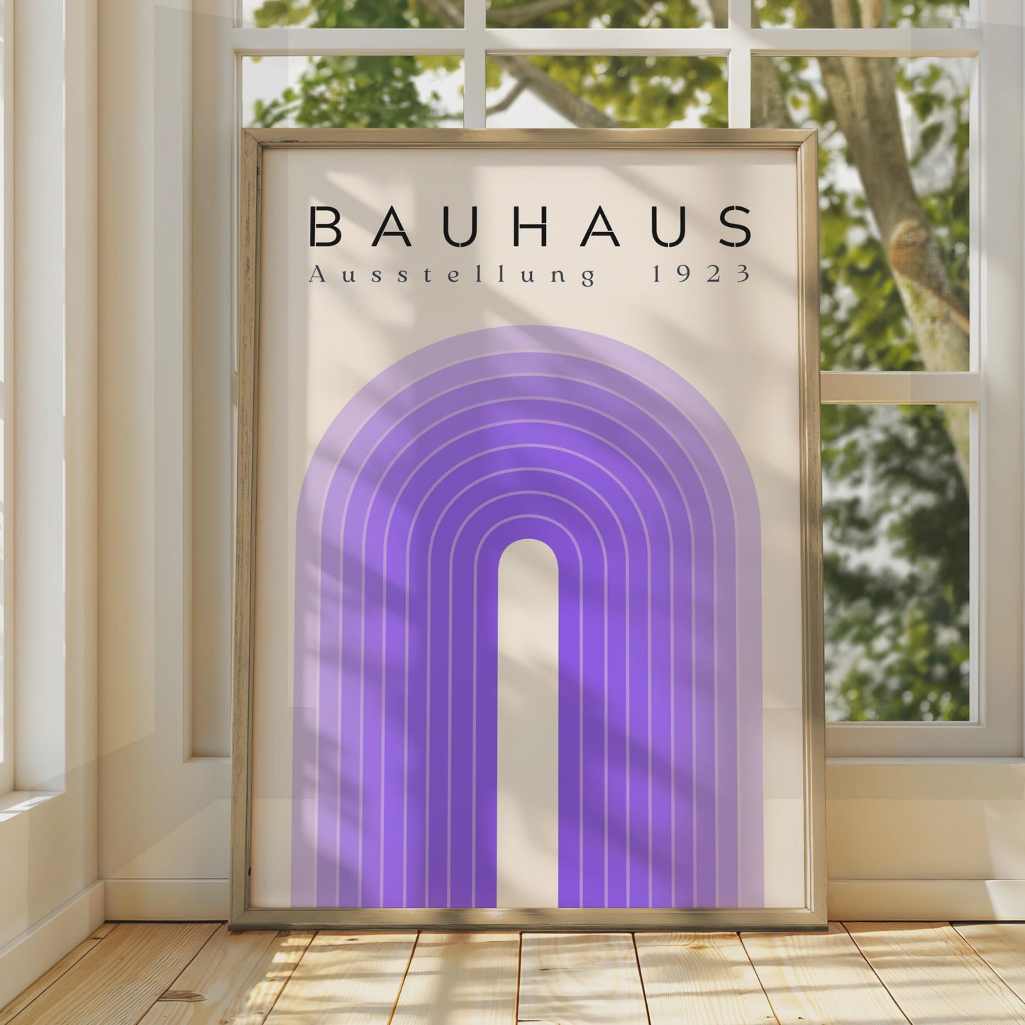 Bauhaus Poster, Geometric Artwork, 1923 Exhibition Print, Purple Arch Design, Minimalist Wall Art wall art print