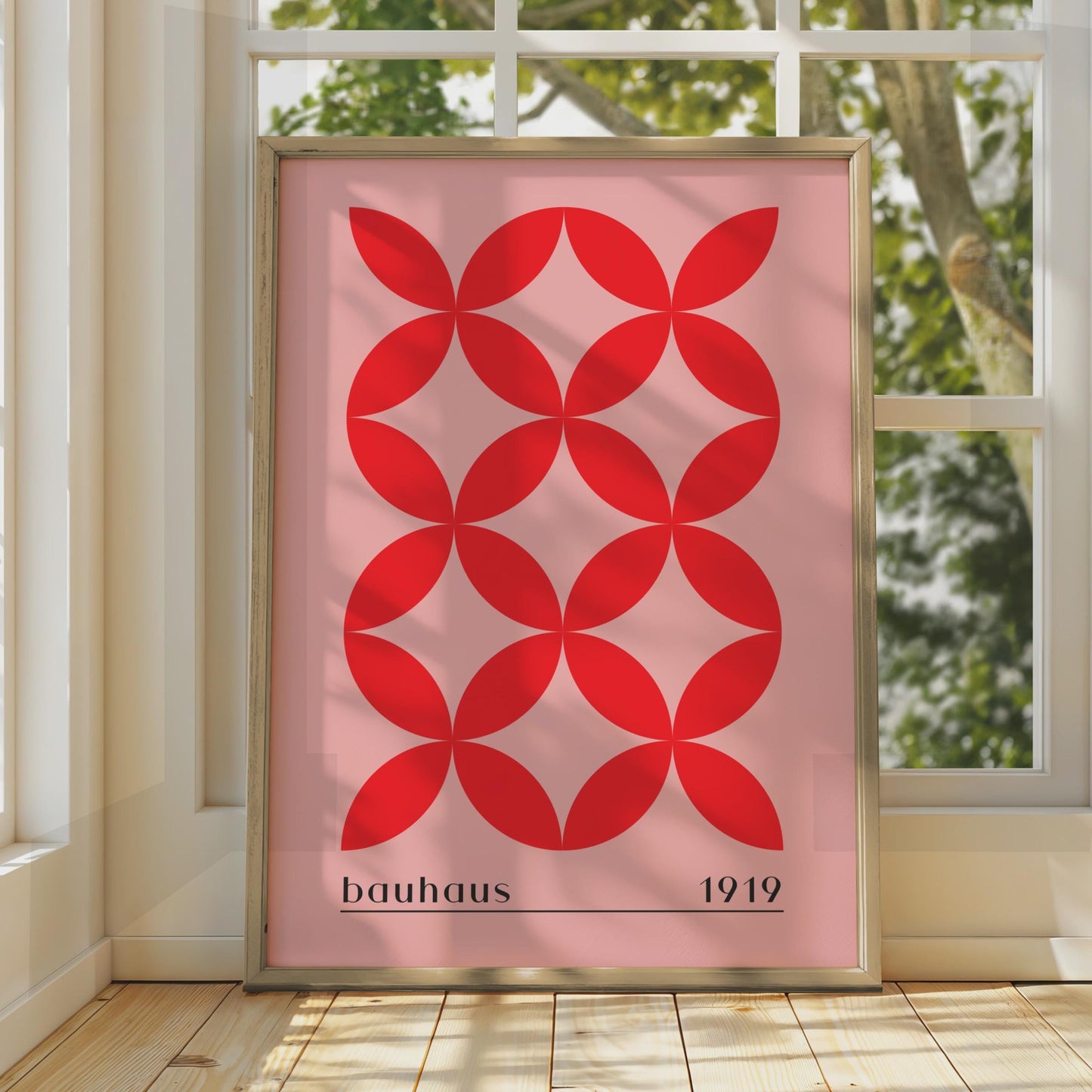 Bauhaus Print, 1919 Wall Art, Geometric Red Pattern, Minimalist Poster for Home Decor wall art print