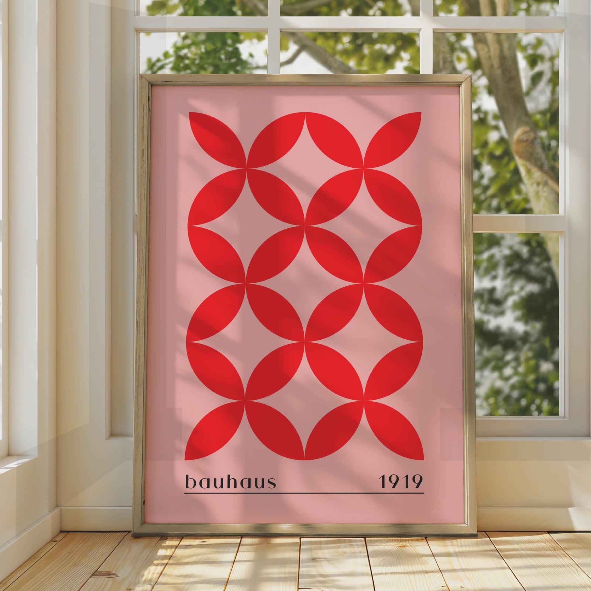 Bauhaus Print, 1919 Wall Art, Geometric Red Pattern, Minimalist Poster for Home Decor wall art print