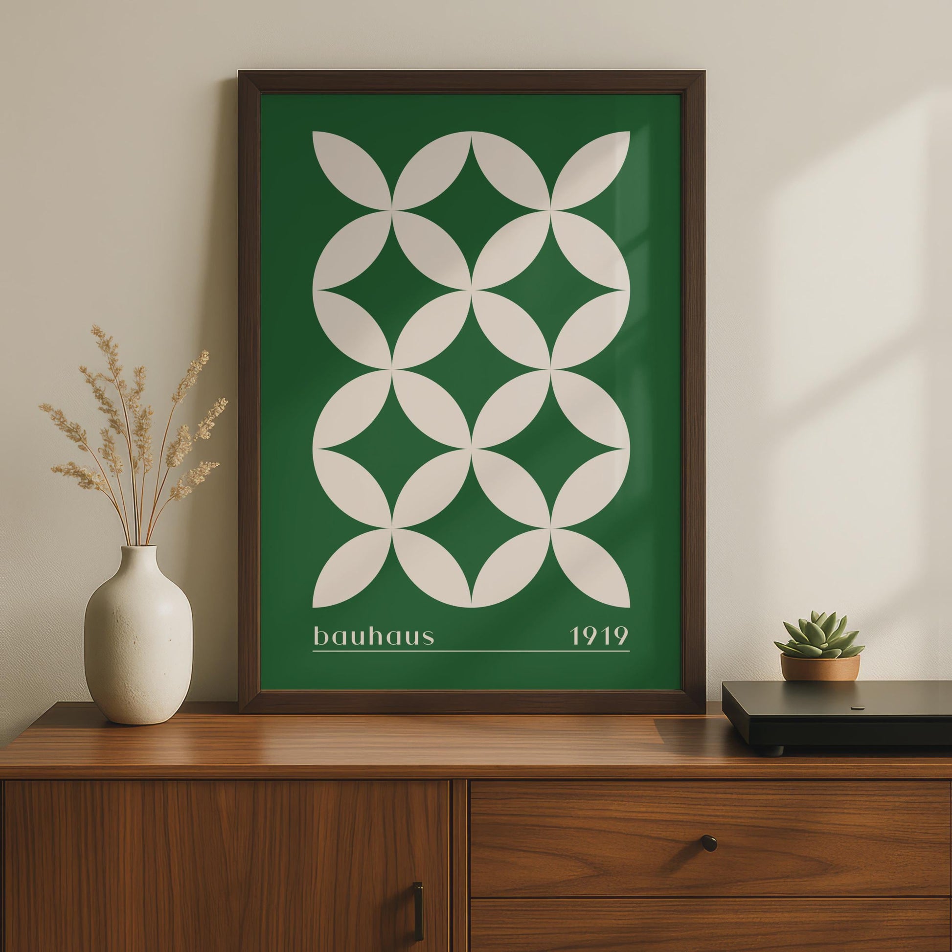 Bauhaus Geometric Print, Minimalist Green Wall Art (1919 Design) wall art print