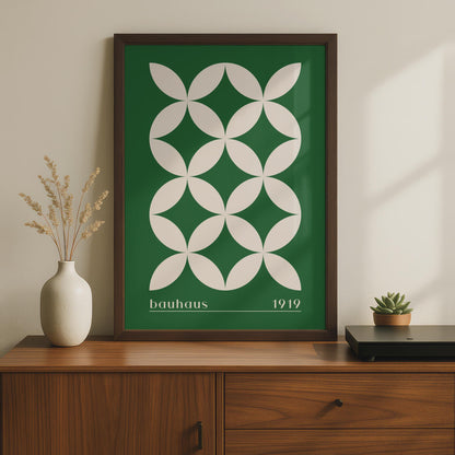 Bauhaus Geometric Print, Minimalist Green Wall Art (1919 Design) wall art print