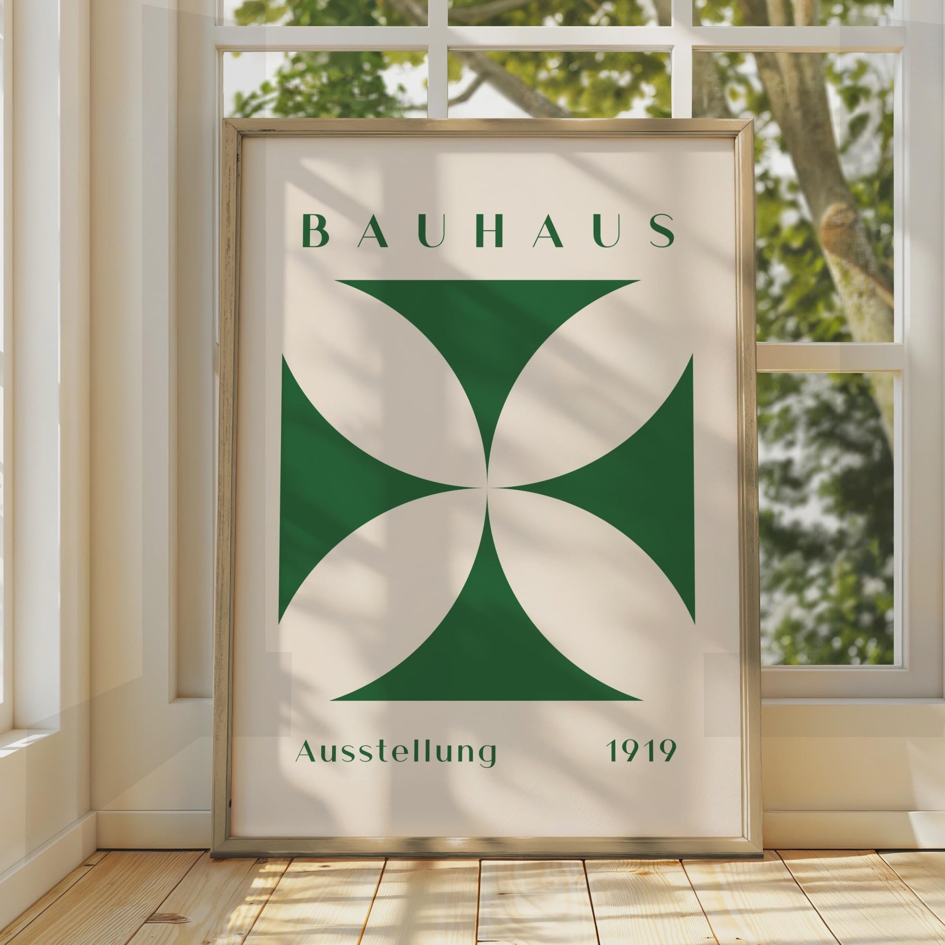 Bauhaus Poster 1919, Minimalist Green Shapes Wall Art wall art print