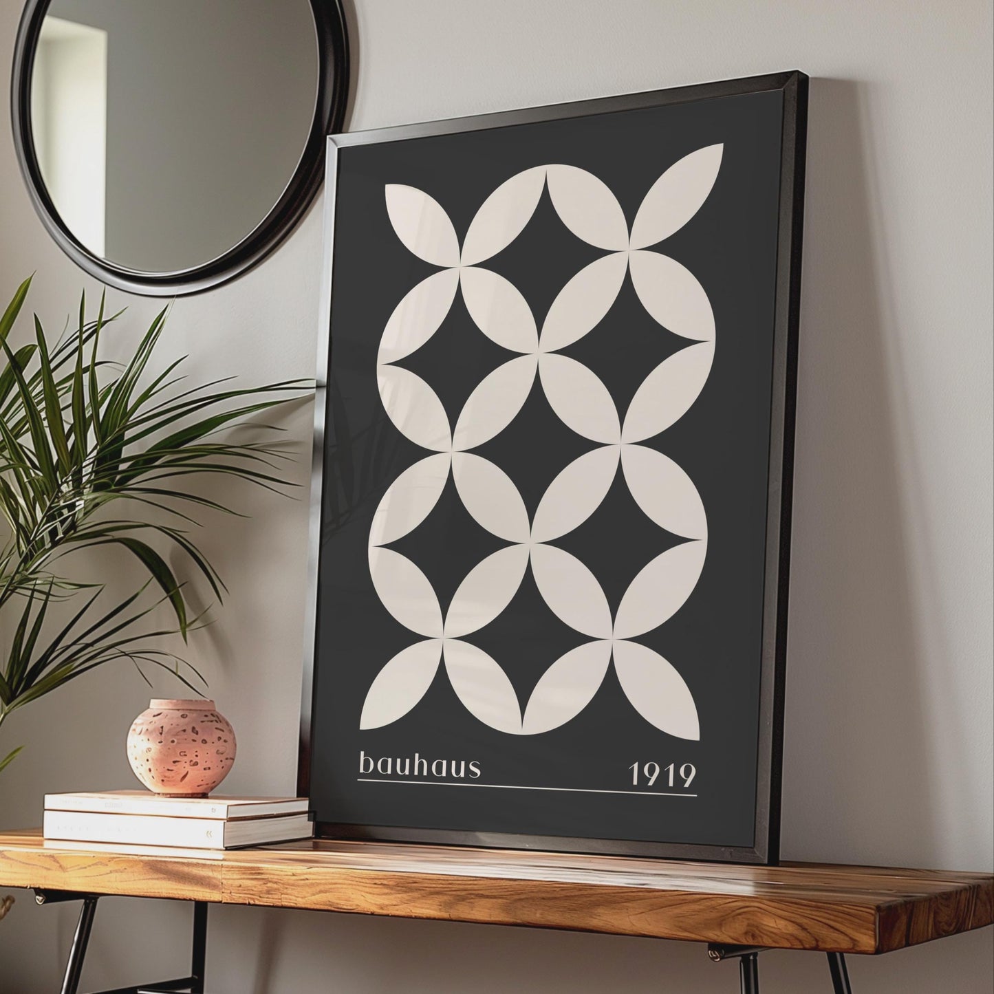Bauhaus Geometric Print, 1919 Abstract Wall Art, Minimalist Beige Black Decor wall art print