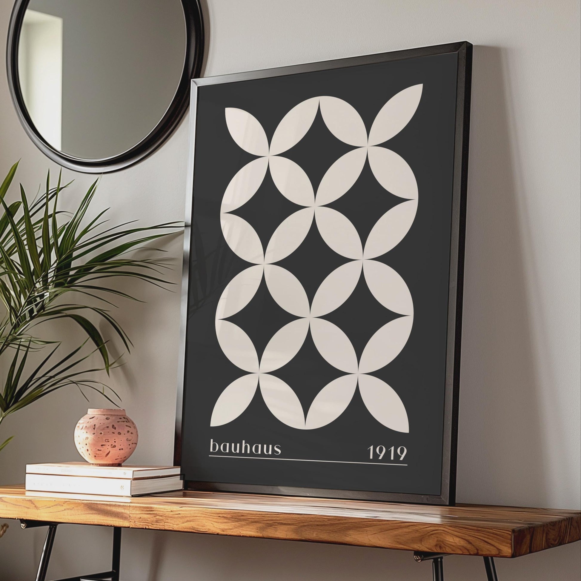 Bauhaus Geometric Print, 1919 Abstract Wall Art, Minimalist Beige Black Decor wall art print