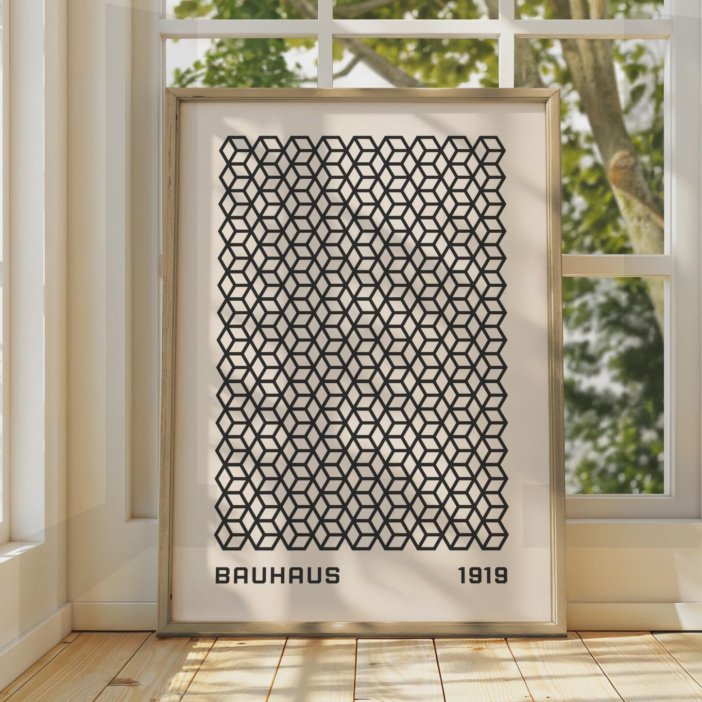 Bauhaus Hexagon Pattern Poster, Minimalist Wall Art, Geometric Print, 1919 Inspired Decor wall art print