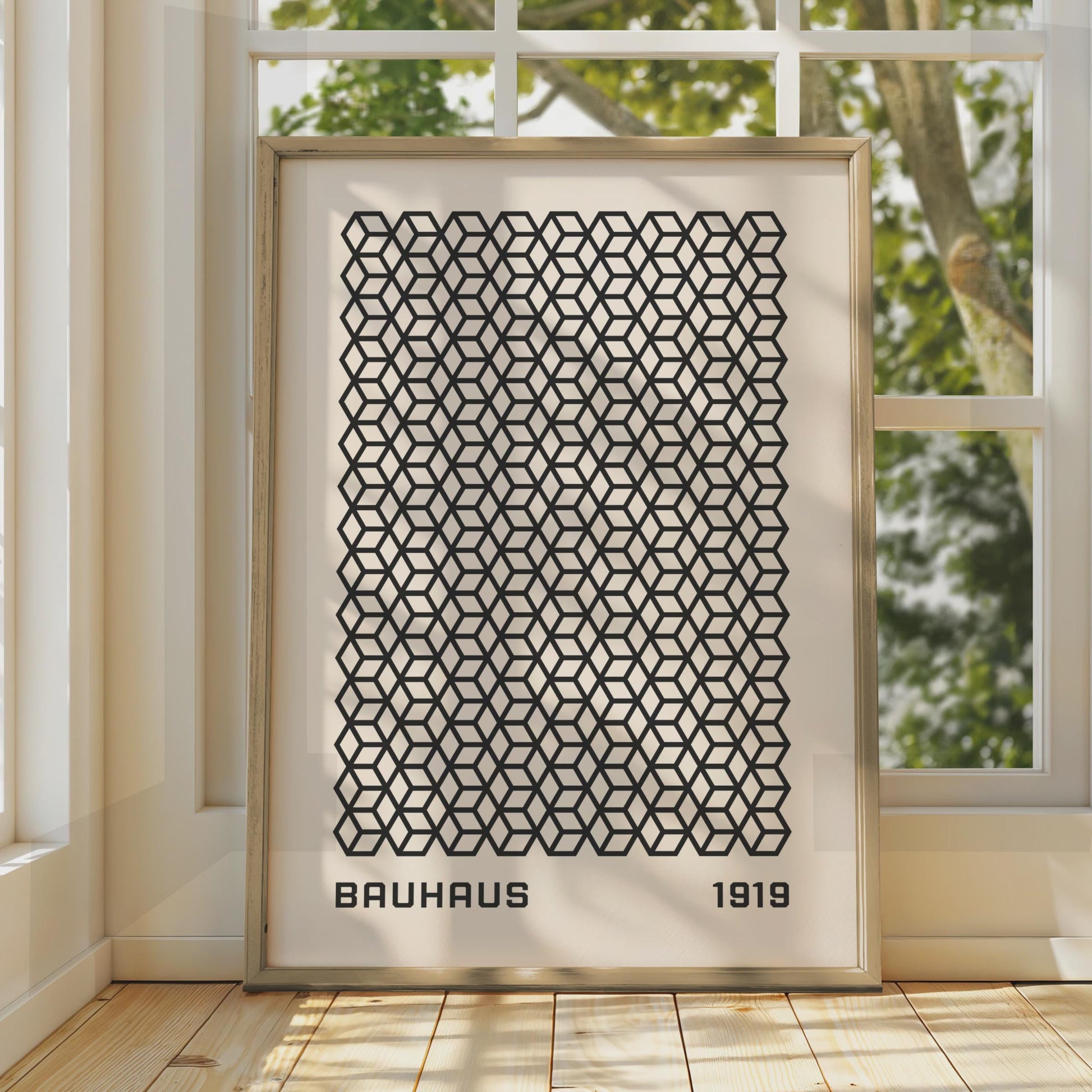 Bauhaus Hexagon Pattern Poster, Minimalist Wall Art, Geometric Print, 1919 Inspired Decor wall art print