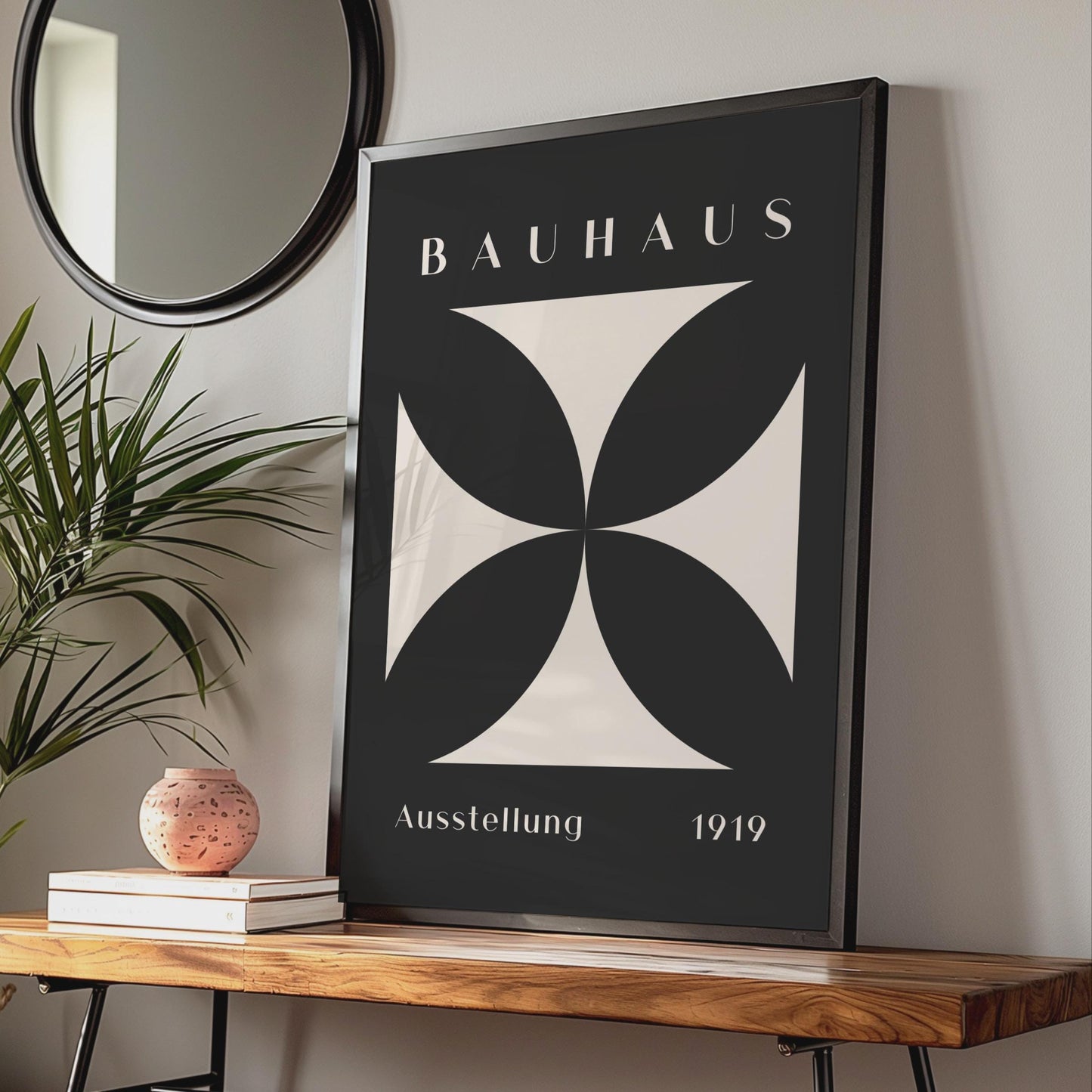 Bauhaus Exhibition Poster, Minimalist Black Cream Art Print wall art print