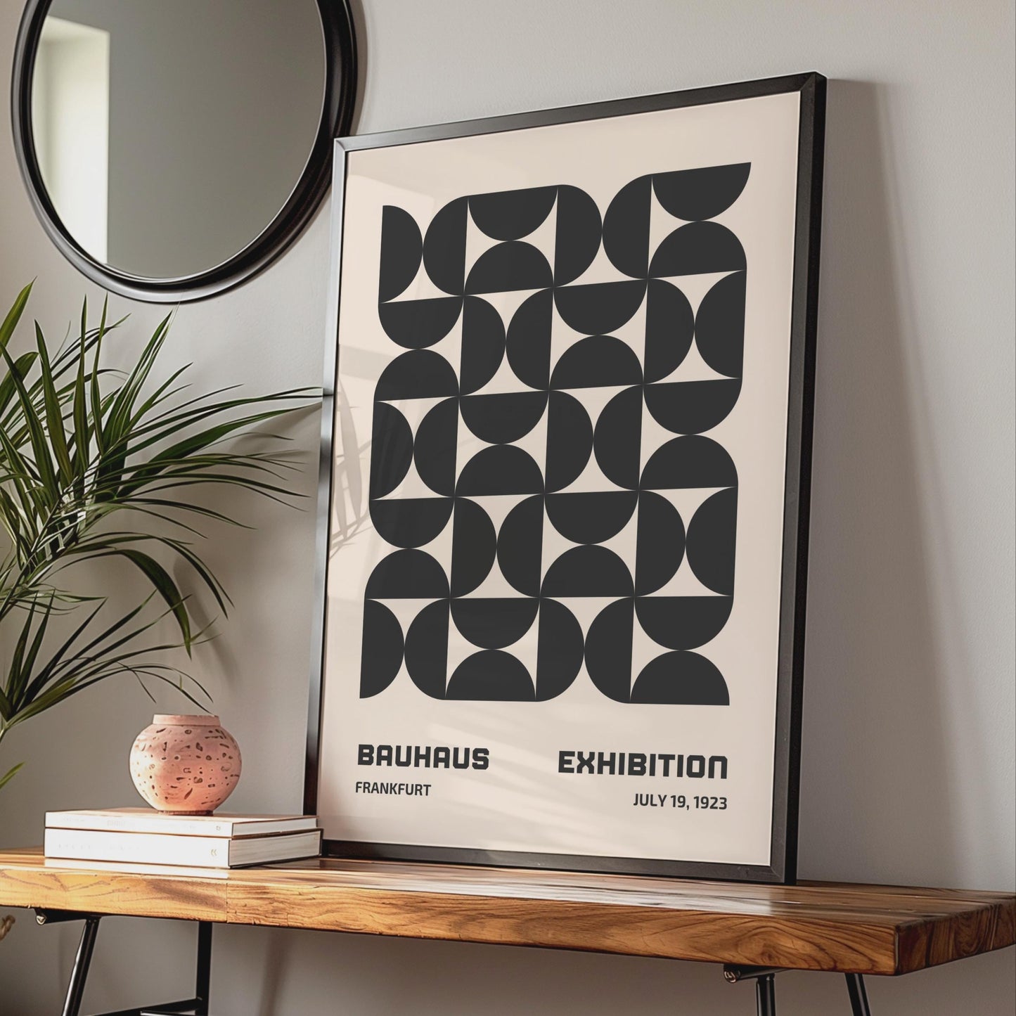 Bauhaus Exhibition Poster, Frankfurt 1923, Geometric Black and Beige Art Print, Modern Wall Decor wall art print
