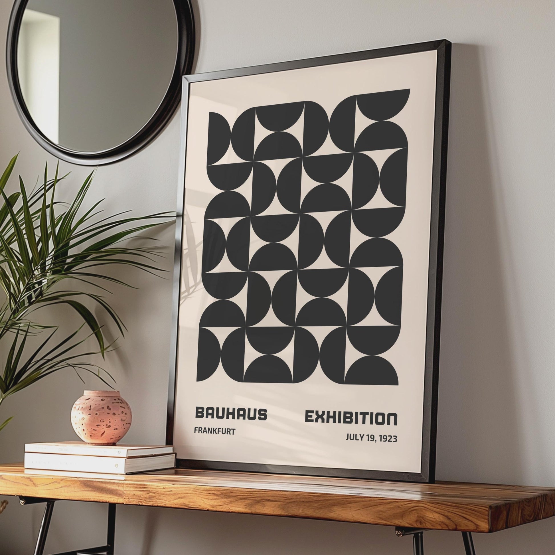 Bauhaus Exhibition Poster, Frankfurt 1923, Geometric Black and Beige Art Print, Modern Wall Decor wall art print