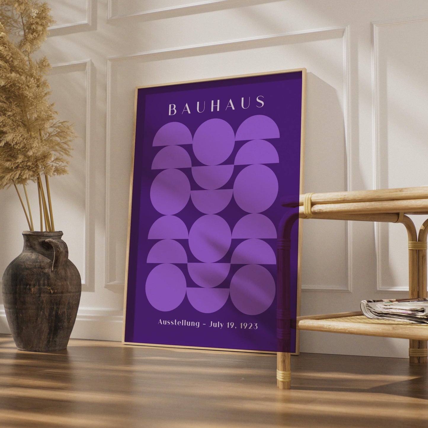 Stylish Bauhaus Poster, Geometric Art Print, Purple Wall Decor, Modern Home Design, Bauhaus wall art print