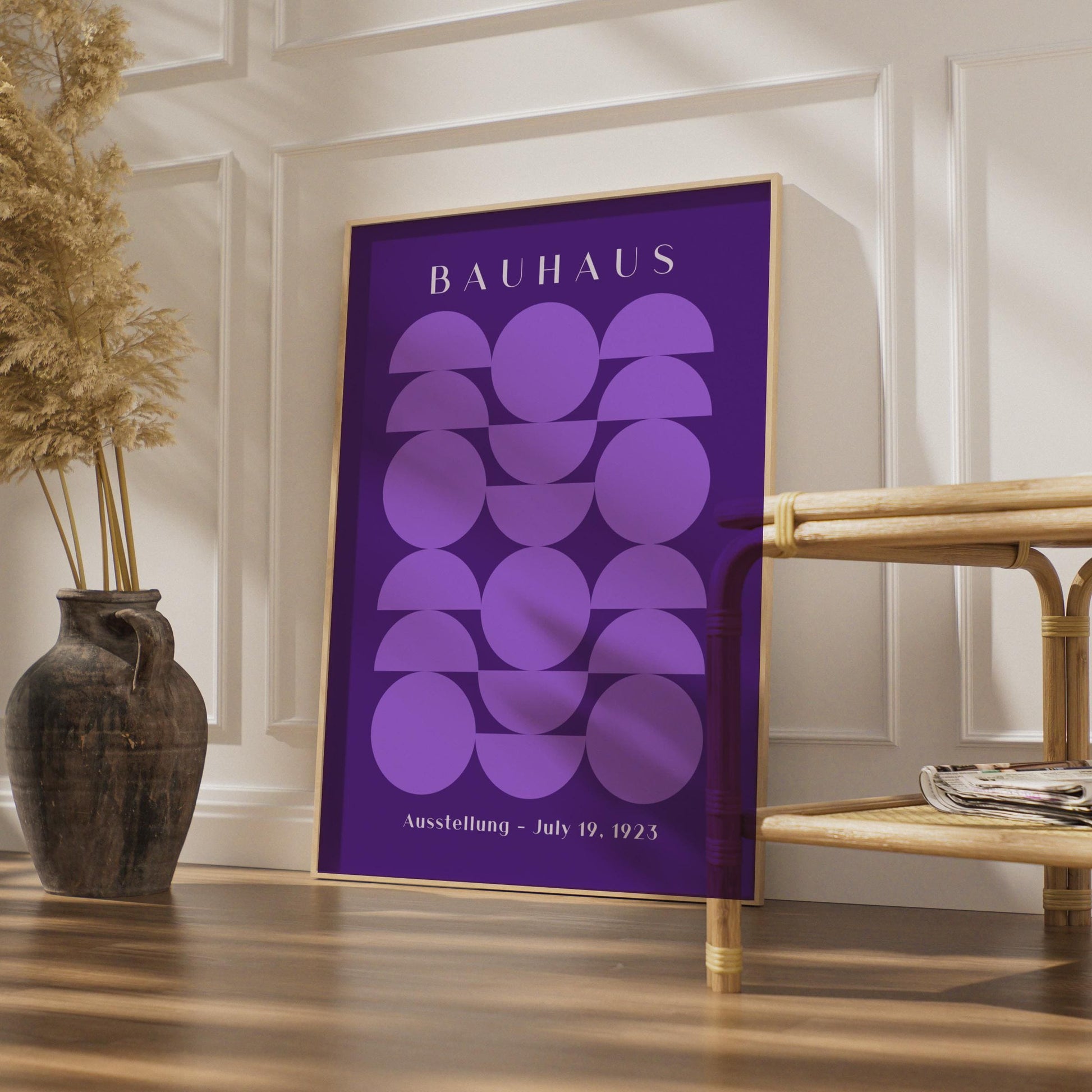 Stylish Bauhaus Poster, Geometric Art Print, Purple Wall Decor, Modern Home Design, Bauhaus wall art print