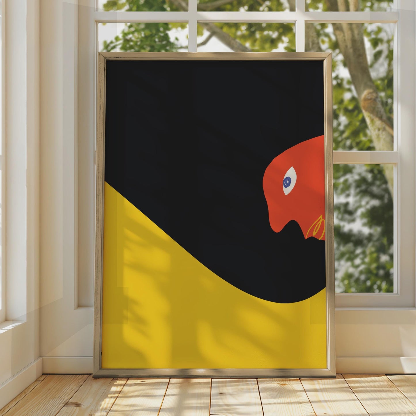 Bauhaus Poster, Bold Minimalist Artwork, Abstract Red Bird, Graphic Wall Art, Modern Home Decor wall art print