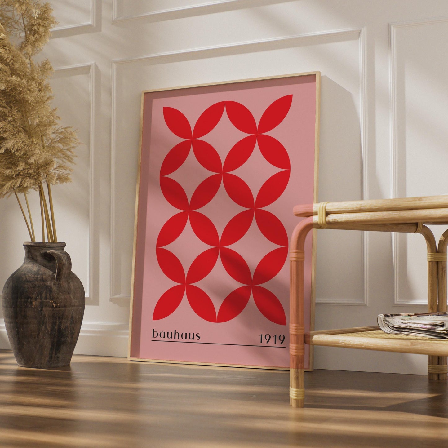 Bauhaus Print, 1919 Wall Art, Geometric Red Pattern, Minimalist Poster for Home Decor wall art print