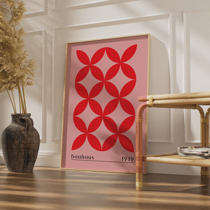 Bauhaus Print, 1919 Wall Art, Geometric Red Pattern, Minimalist Poster for Home Decor wall art print