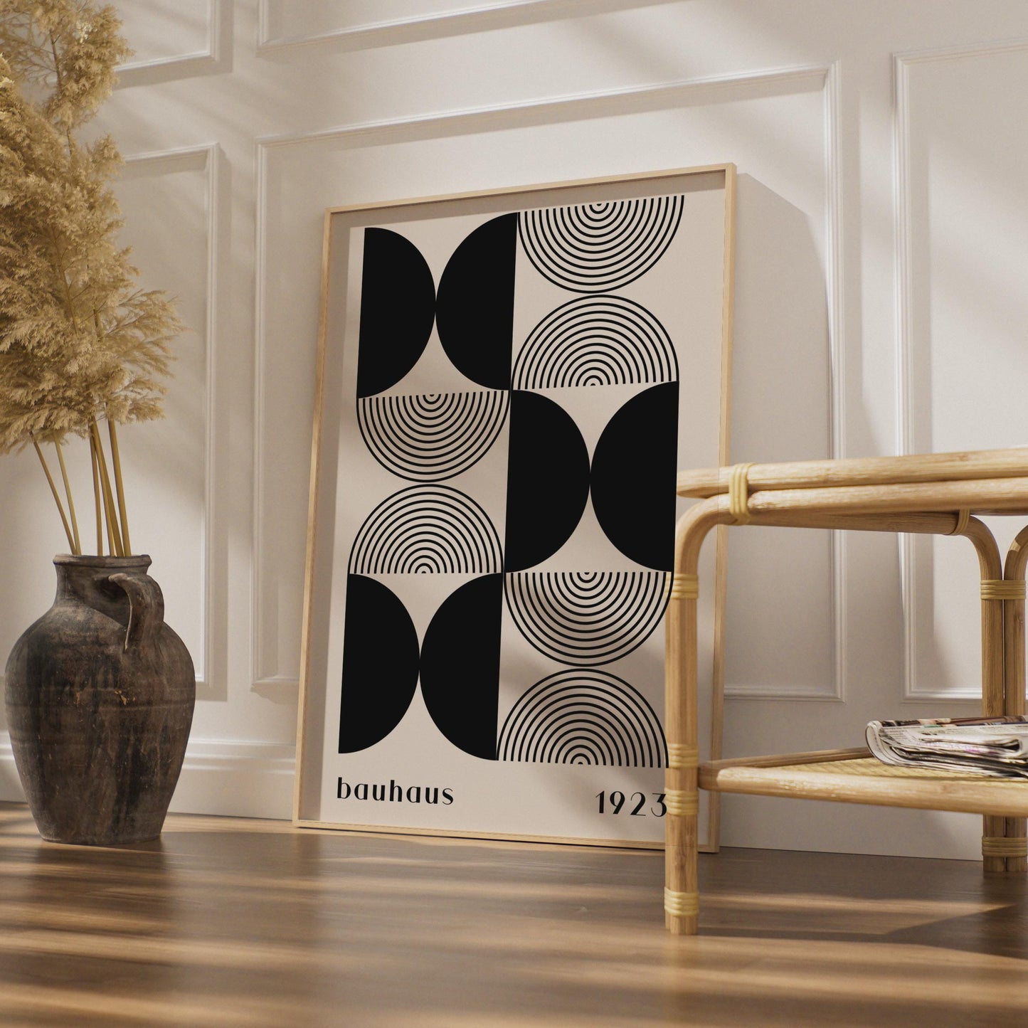 Bauhaus Poster Art, Geometric Black and White Design, Minimalist Wall Decor, 1923 wall art print