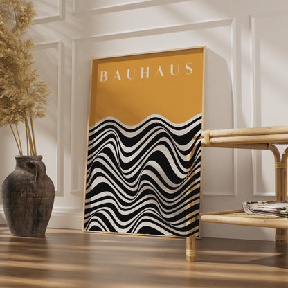 Bauhaus Print, Modern Geometric Wall Art, Black and White Waves, Minimalist Home Decor, Abstract wall art print