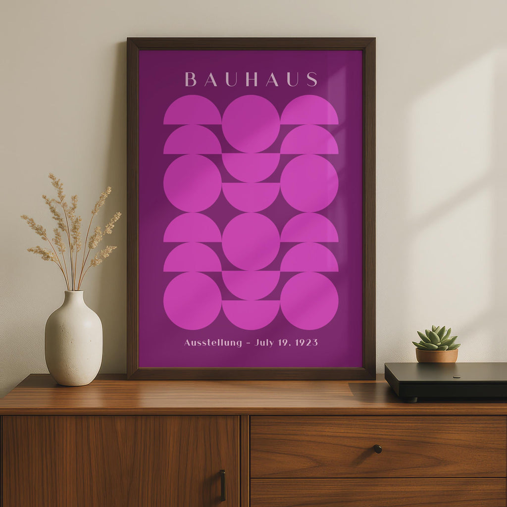 Bauhaus Poster, Pink Geometric Wall Art, Retro Exhibition Print, Minimalist Home Decor, July 19 wall art print