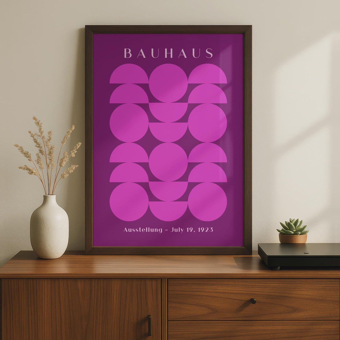 Bauhaus Poster, Pink Geometric Wall Art, Retro Exhibition Print, Minimalist Home Decor, July 19 wall art print