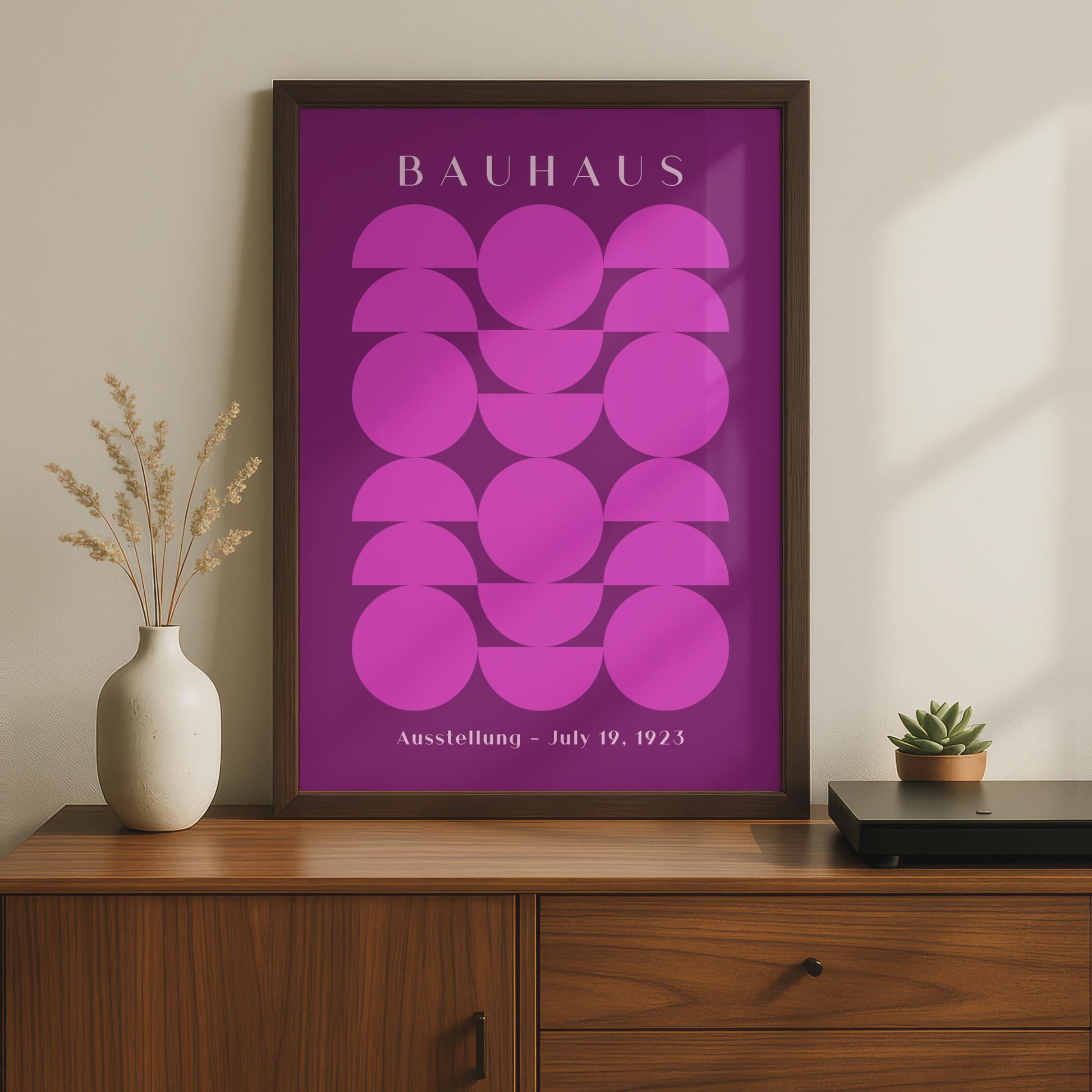 Bauhaus Poster, Pink Geometric Wall Art, Retro Exhibition Print, Minimalist Home Decor, July 19 wall art print