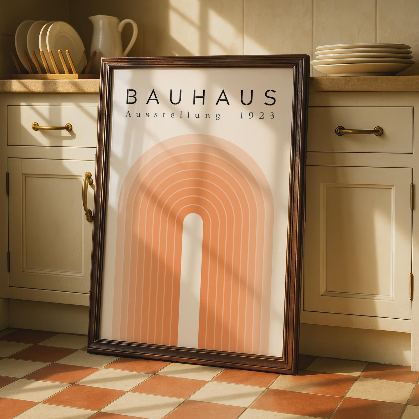 Bauhaus Ausstellung 1923 Poster, Retro Minimalist Art Print, Geometric Orange and Cream Decor wall art print