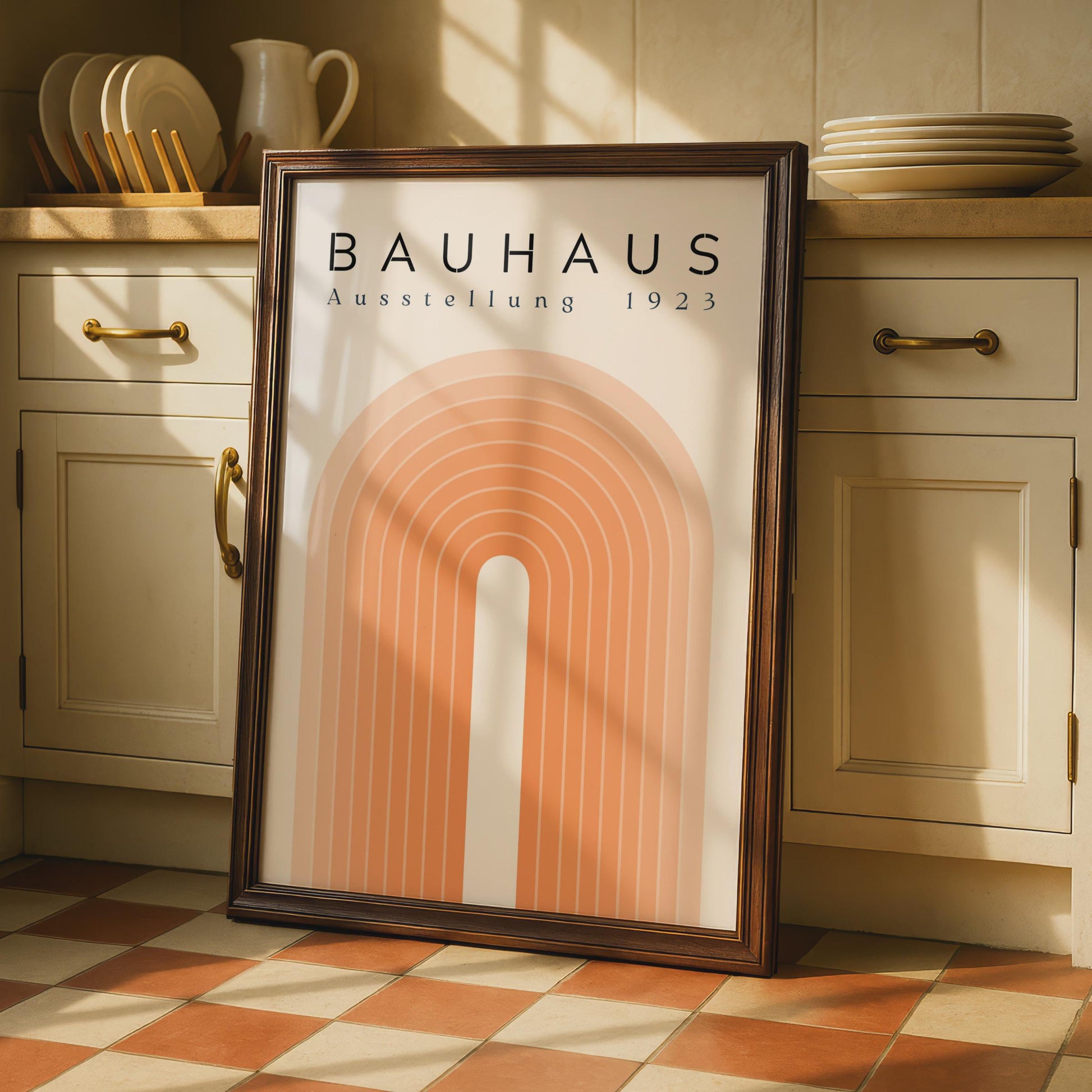 Bauhaus Ausstellung 1923 Poster, Retro Minimalist Art Print, Geometric Orange and Cream Decor wall art print