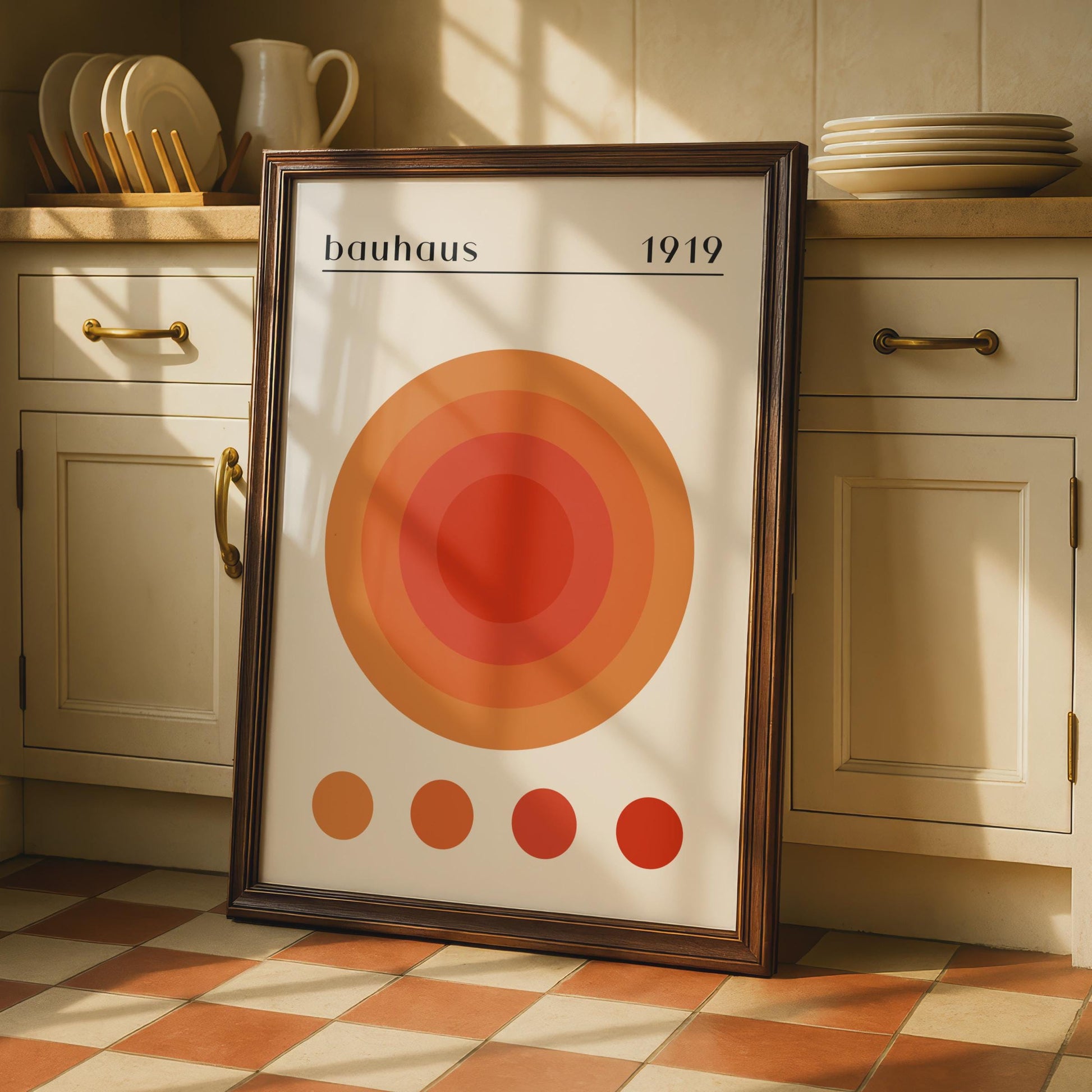 Bauhaus Circle Art Print, Minimalist Poster 1919, Orange Wall Art, Modern Home Decor wall art print