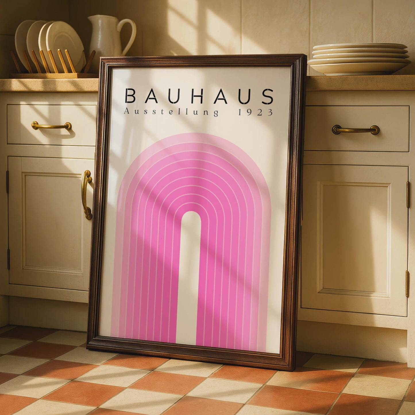 Bauhaus Exhibition 1923 Poster, Minimalist Wall Art, Pink Arches Design, Modern Home Decor wall art print