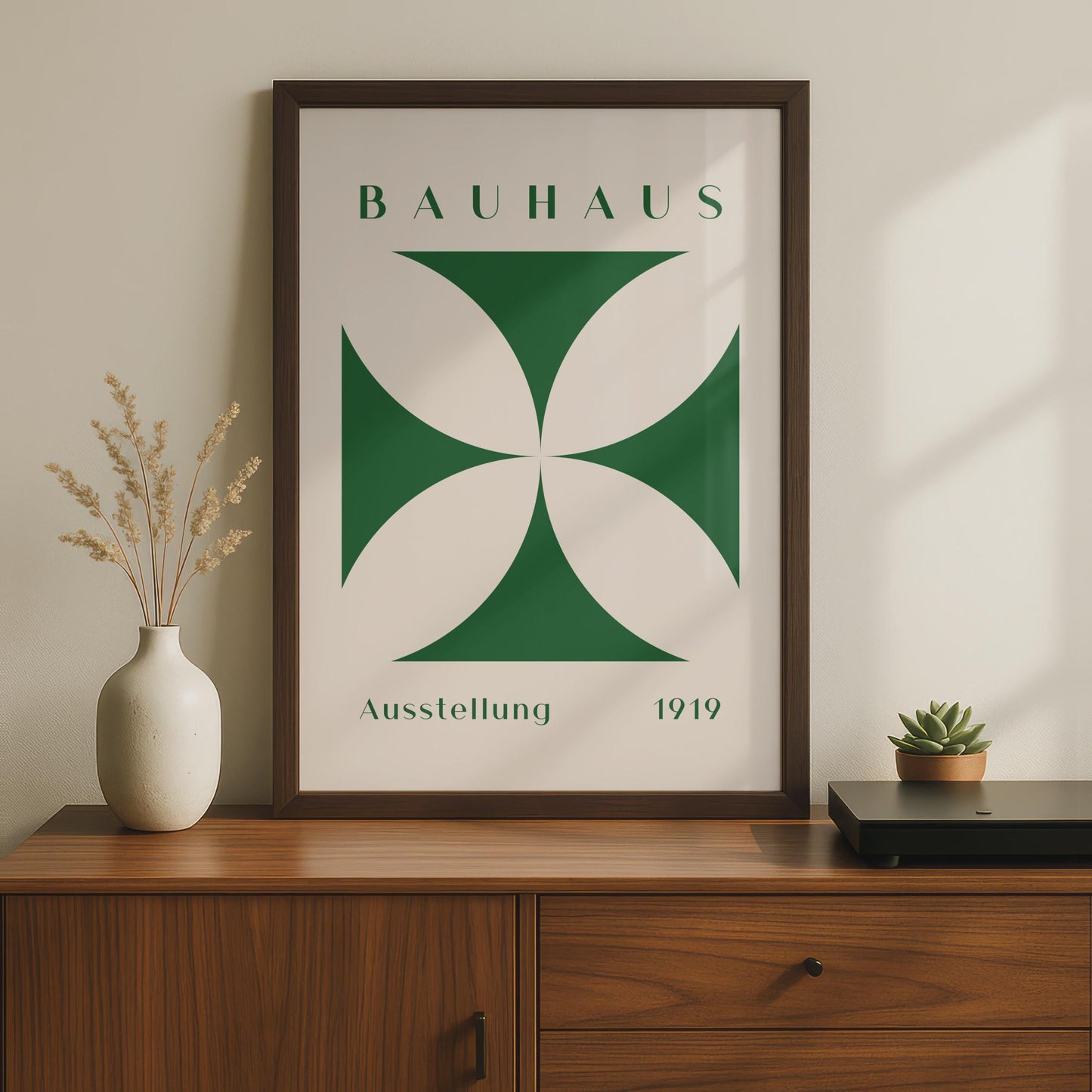 Bauhaus Poster 1919, Minimalist Green Shapes Wall Art wall art print