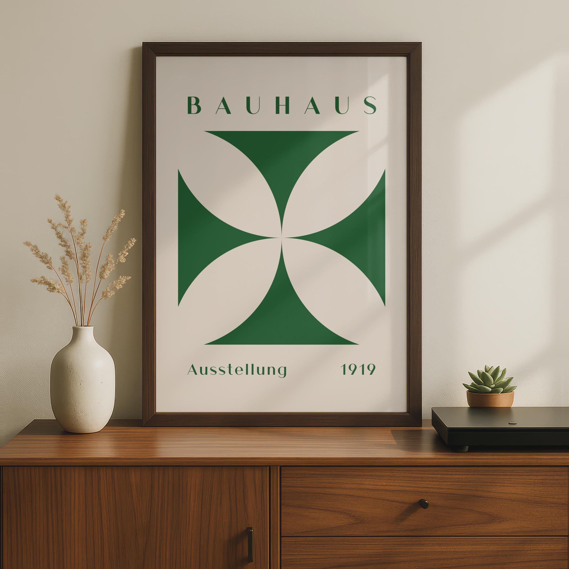 Bauhaus Poster 1919, Minimalist Green Shapes Wall Art wall art print