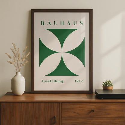 Bauhaus Poster 1919, Minimalist Green Shapes Wall Art wall art print