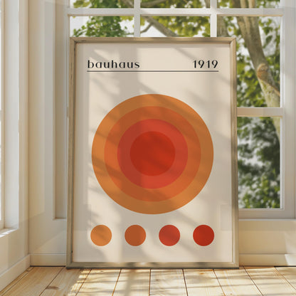 Bauhaus Circle Art Print, Minimalist Poster 1919, Orange Wall Art, Modern Home Decor wall art print