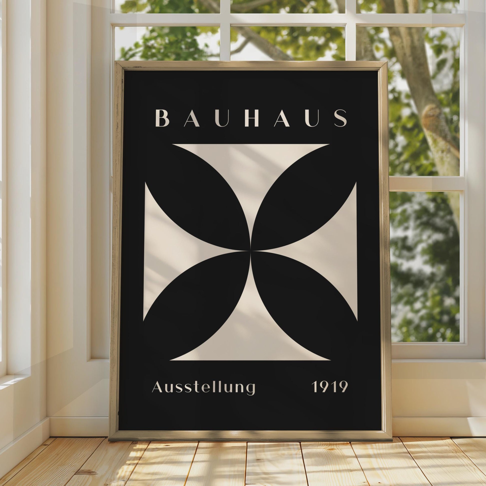 Bauhaus Exhibition Poster, Minimalist Black Cream Art Print wall art print