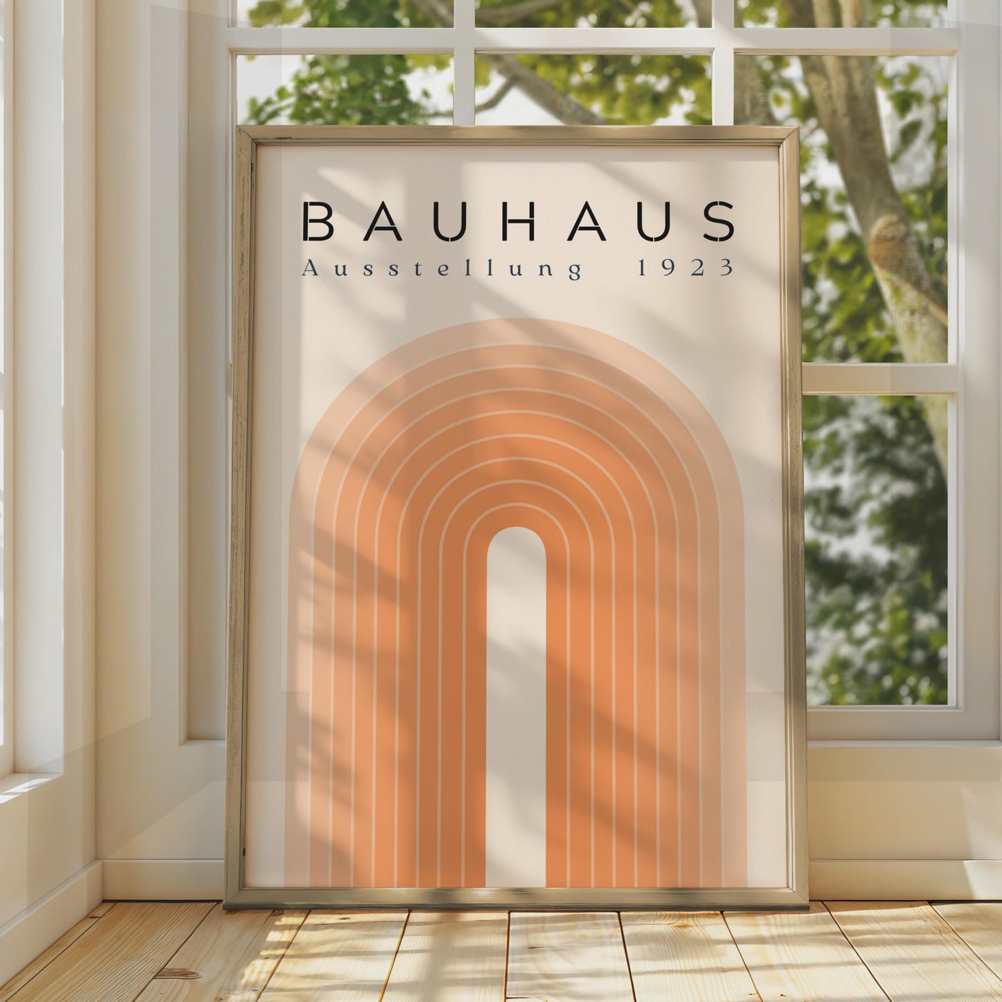 Bauhaus Ausstellung 1923 Poster, Retro Minimalist Art Print, Geometric Orange and Cream Decor wall art print