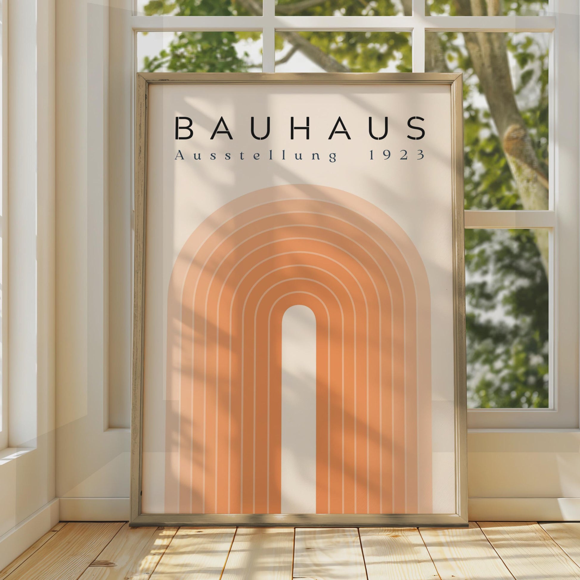 Bauhaus Ausstellung 1923 Poster, Retro Minimalist Art Print, Geometric Orange and Cream Decor wall art print