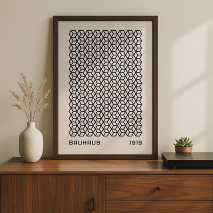 Bauhaus Hexagon Pattern Poster, Minimalist Wall Art, Geometric Print, 1919 Inspired Decor wall art print
