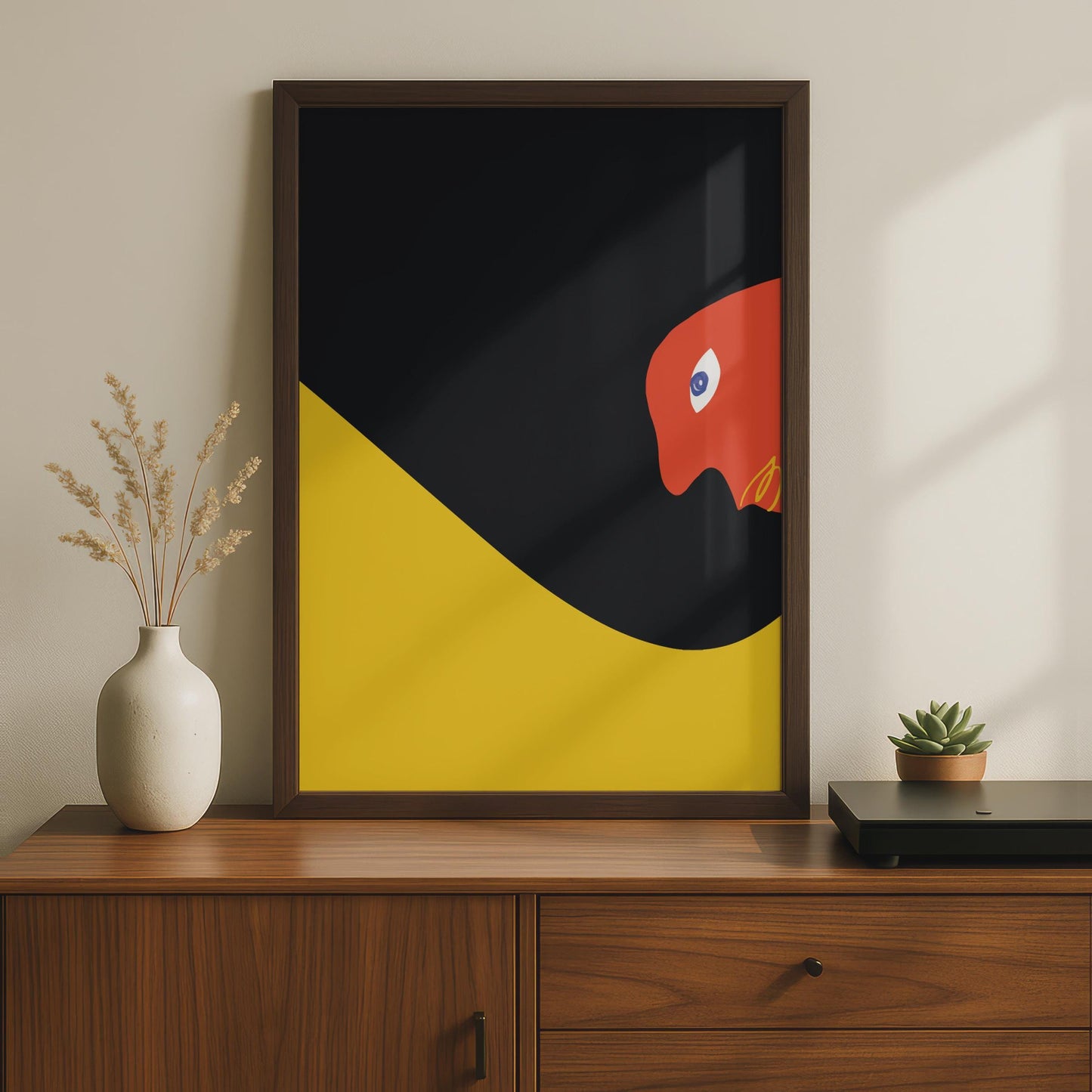 Bauhaus Poster, Bold Minimalist Artwork, Abstract Red Bird, Graphic Wall Art, Modern Home Decor wall art print