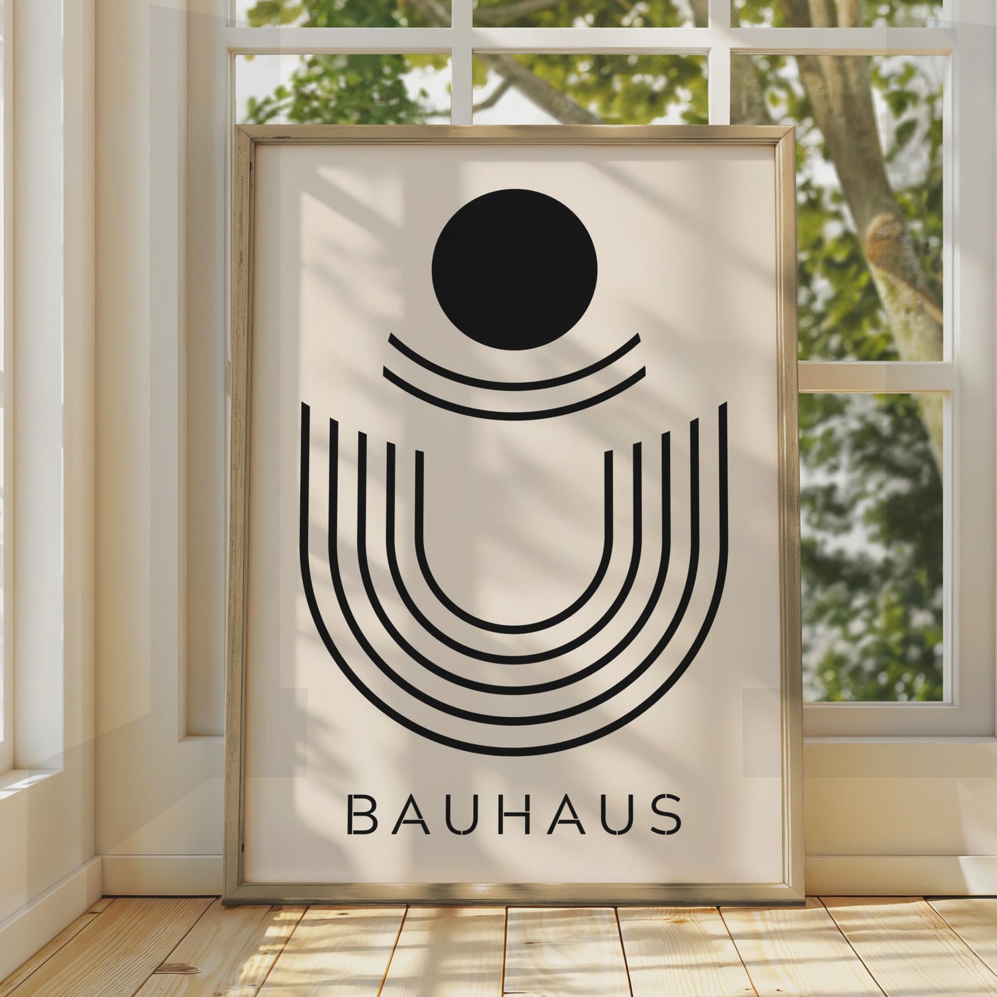 Bauhaus Geometric Print, Black White Minimalist Poster, Modern Art Home Office wall art print