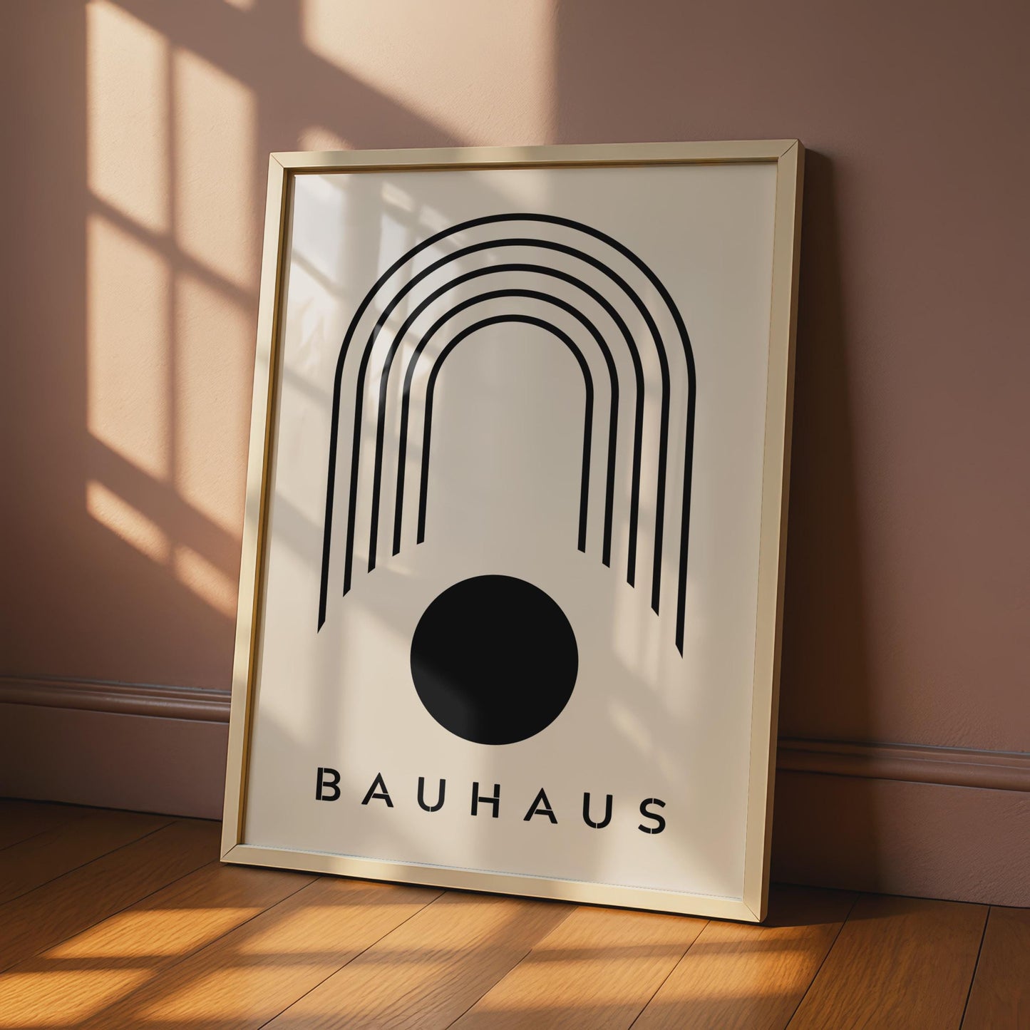 Bauhaus Poster, Minimalist Arch and Circle Art, Modern Black White Print wall art print