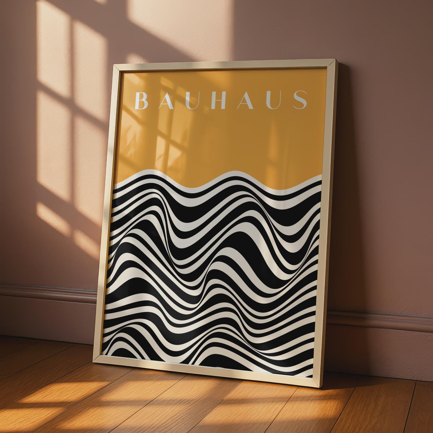 Bauhaus Print, Modern Geometric Wall Art, Black and White Waves, Minimalist Home Decor, Abstract wall art print