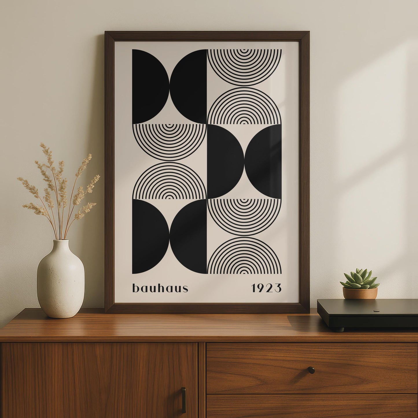 Bauhaus Poster Art, Geometric Black and White Design, Minimalist Wall Decor, 1923 wall art print