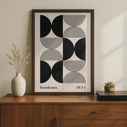 Bauhaus Poster Art, Geometric Black and White Design, Minimalist Wall Decor, 1923 wall art print