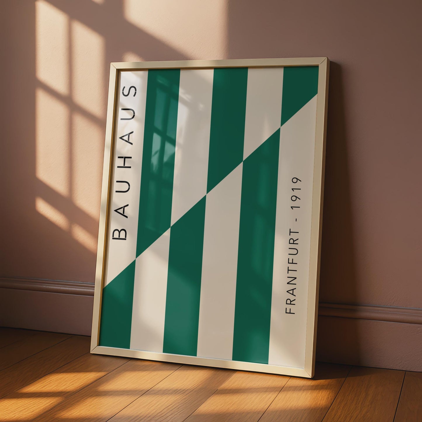 Bauhaus Art Print, Minimalist Poster, Green and Cream Geometric Design, Modern Decor, Frankfurt 1919 wall art print