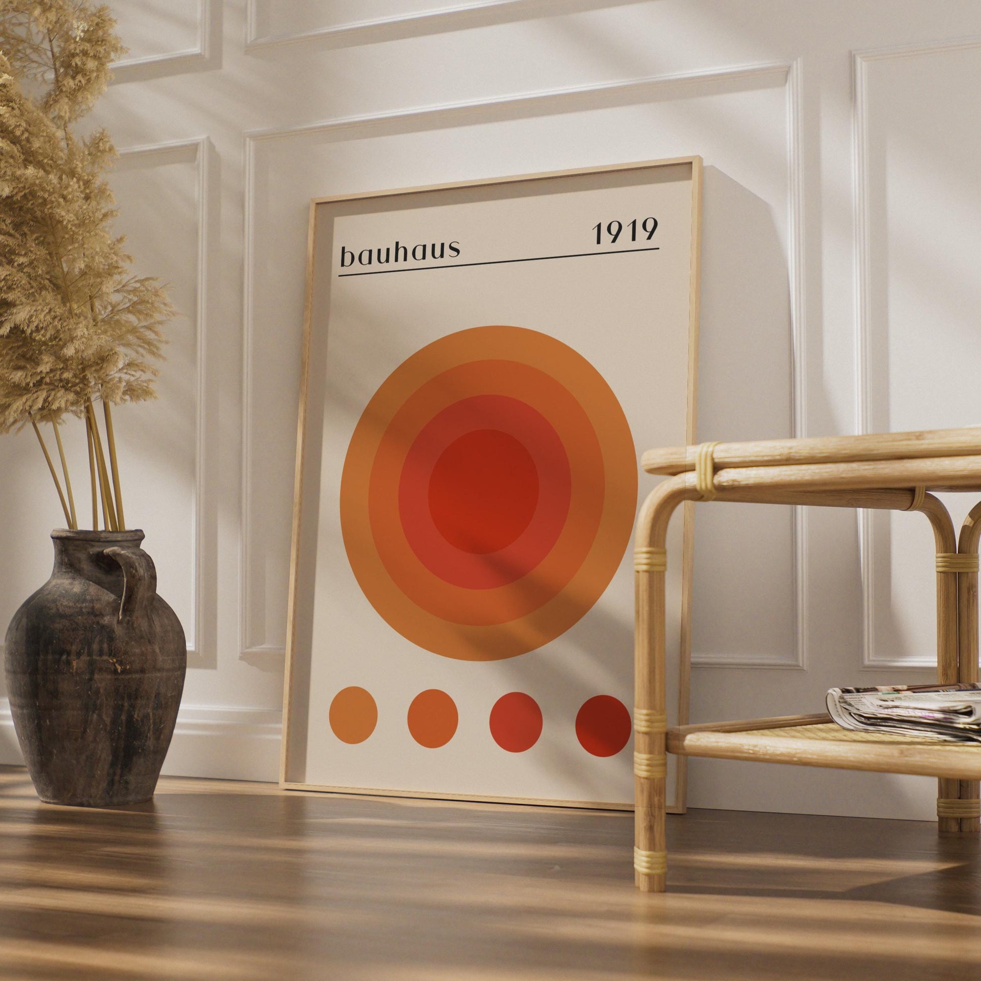 Bauhaus Circle Art Print, Minimalist Poster 1919, Orange Wall Art, Modern Home Decor wall art print
