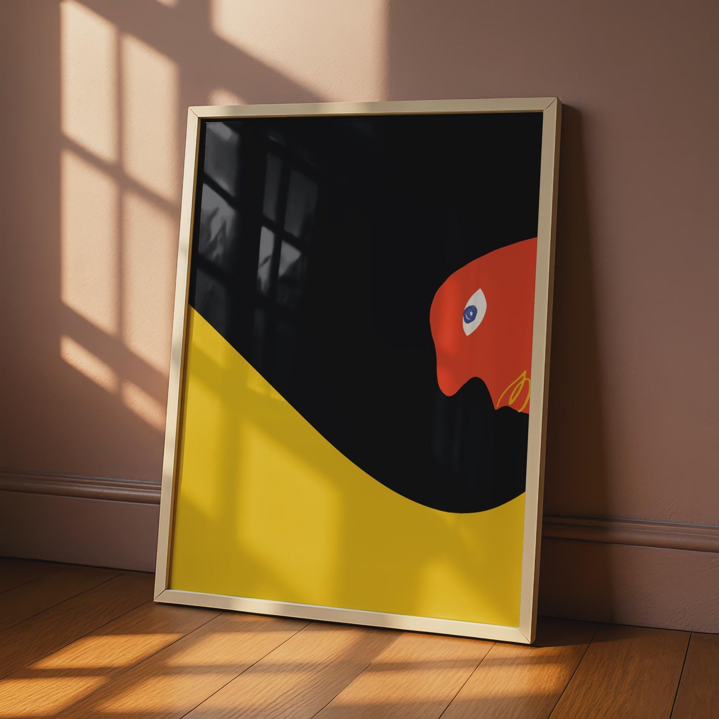 Bauhaus Poster, Bold Minimalist Artwork, Abstract Red Bird, Graphic Wall Art, Modern Home Decor wall art print