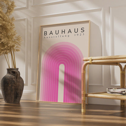 Bauhaus Exhibition 1923 Poster, Minimalist Wall Art, Pink Arches Design, Modern Home Decor wall art print