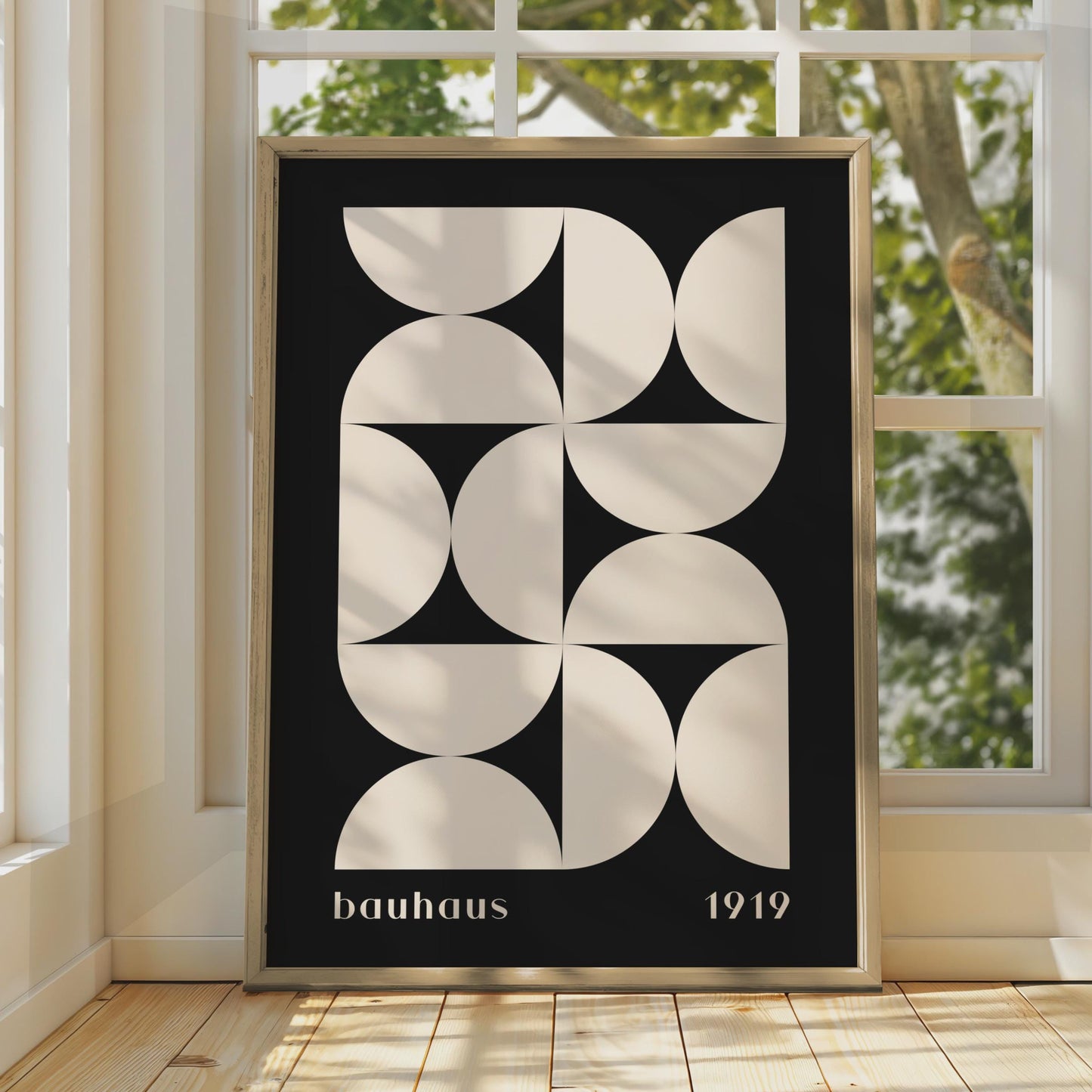 Bauhaus Geometric Art Print, Minimalist Black White Wall Decor wall art print
