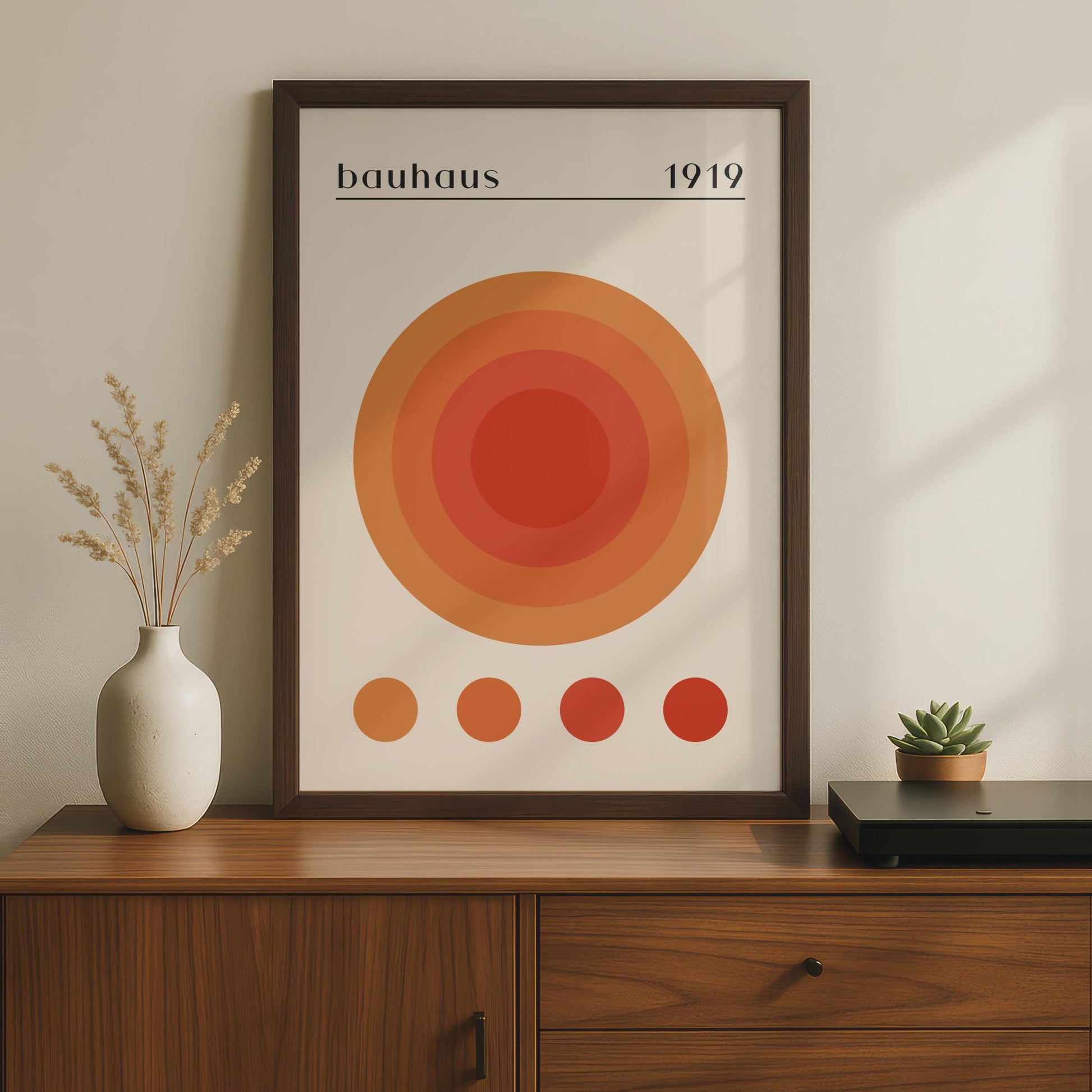 Bauhaus Circle Art Print, Minimalist Poster 1919, Orange Wall Art, Modern Home Decor wall art print